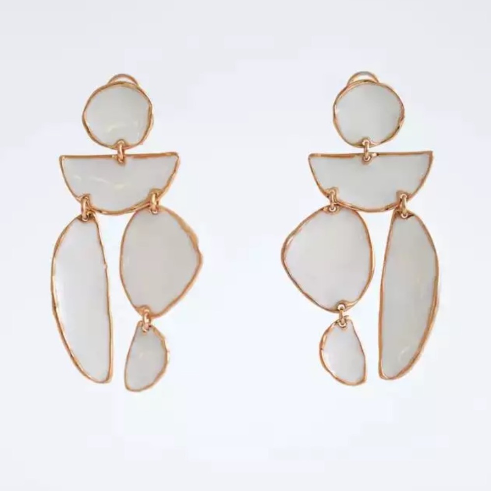 White asymmetrical shapes Zara Earrings